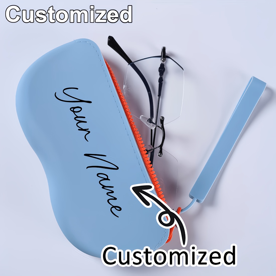 TEMU 1 Estuche para gafas personalizado. Estuche de silicona para gafas color macarrón con /logo personalizado, elegante bolsa de almacenamiento de