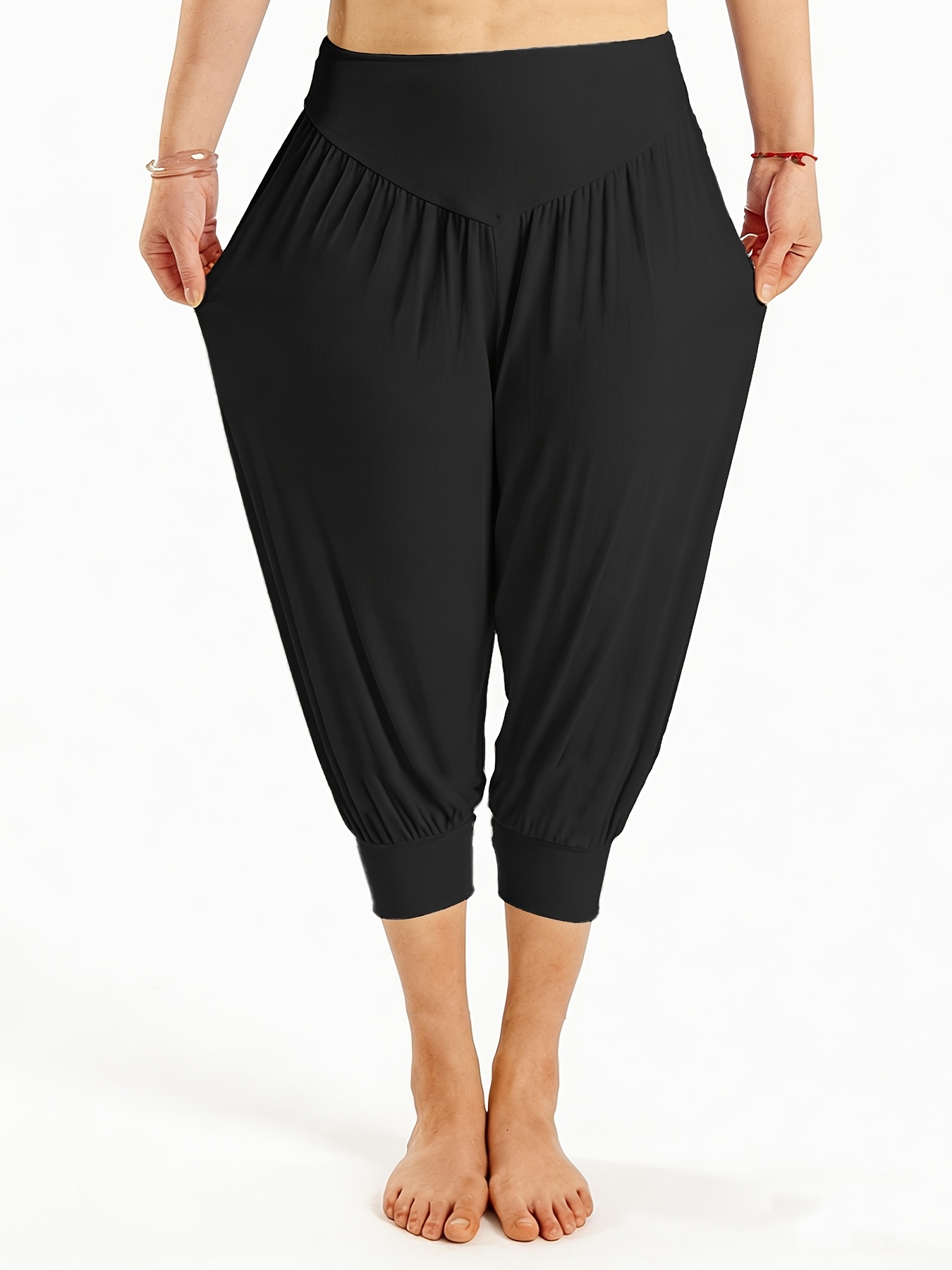 popular loose fit casual three quarter dance pants pants comfortable womens apparel