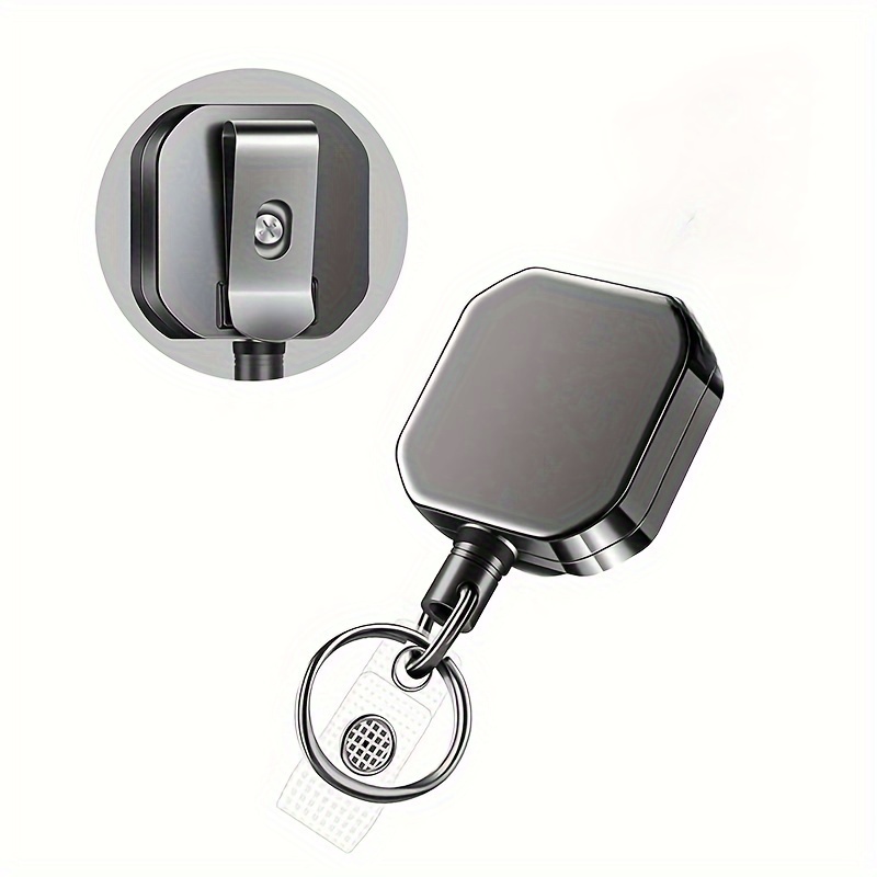 1 Sturdy And Durable Retractable Keychains, Square Easy To Pull , Metal Easy To Pull , , Anti Loss, Easy To Pull
