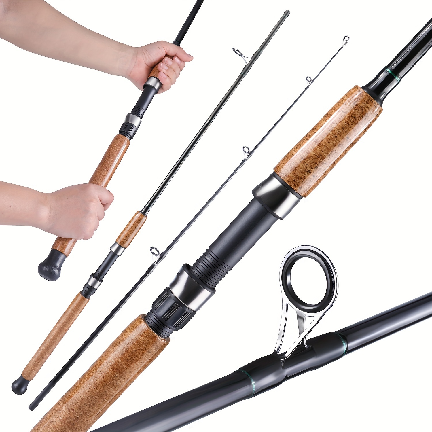 Sougayilang 2-section Carbon Fiber Fishing Rod, Comfort Grip Spinning Rod  For Freshwater, Gift For Beginners