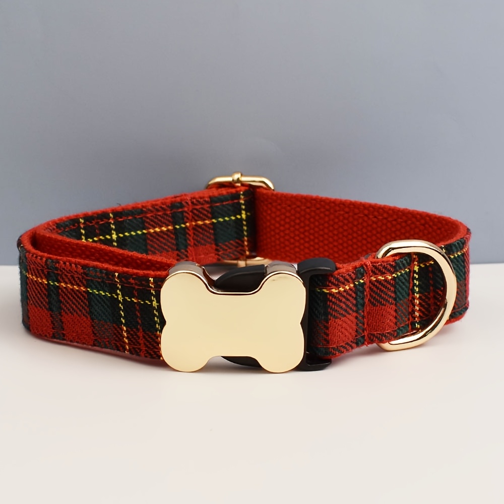 TEMU Tessuto personalizzato di qualit� con a quadri per cani di taglia , media e grande, accessori per animali domestici con parti in metallo