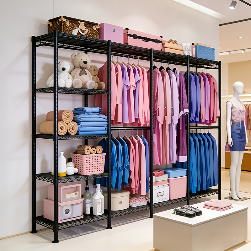 Supports 1100 Lbs, Suitable For Apartments/retail Stores, High-capacity Metal Storage Rack/ 4--column Design, Industrial-strength