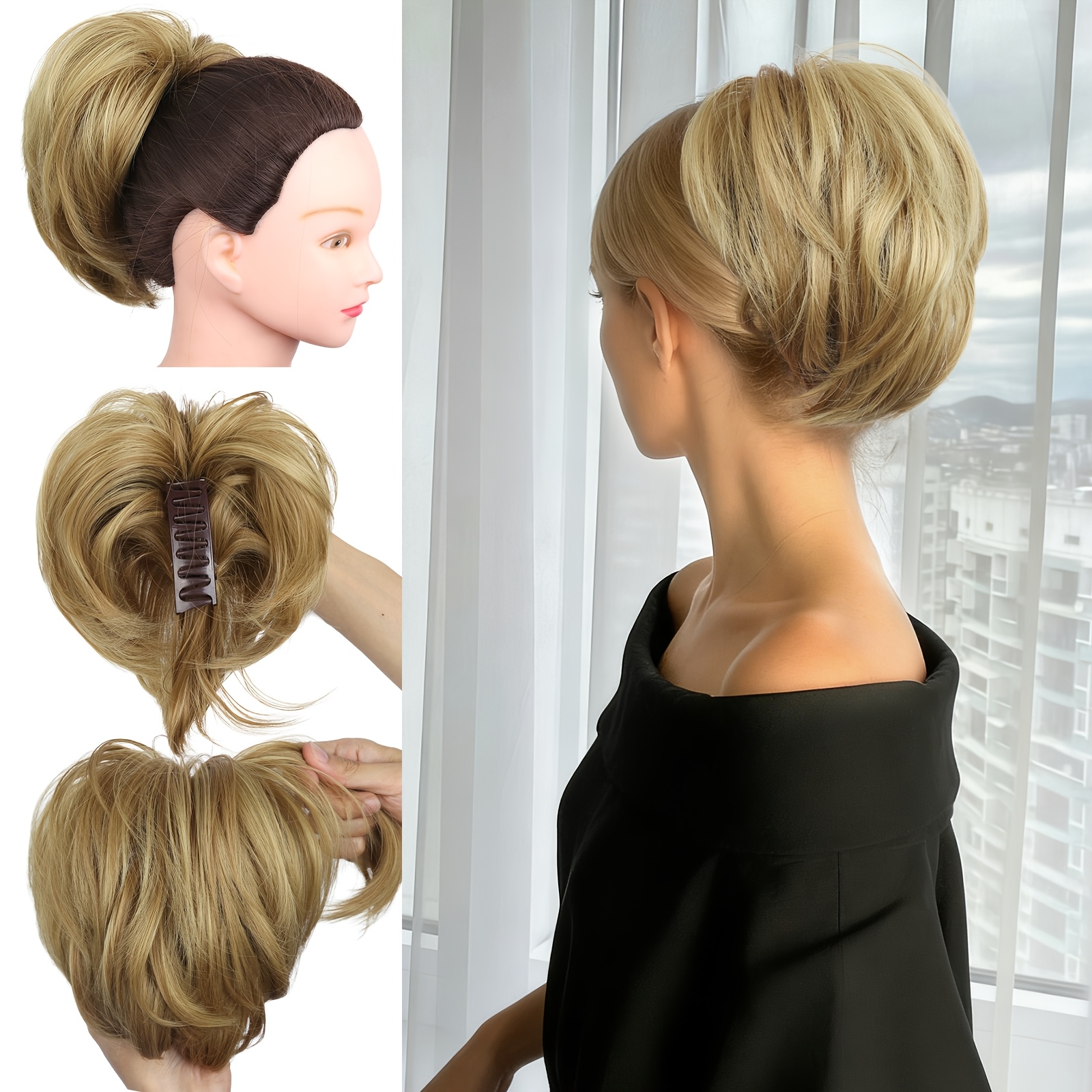 TEMU 10inch Claw Cclip Ponytail Hair Extension, Fluffy Volume High Ponytail Hairpiece, Can Adjustable , Synthetic Pony Tail Hair Extension For Women