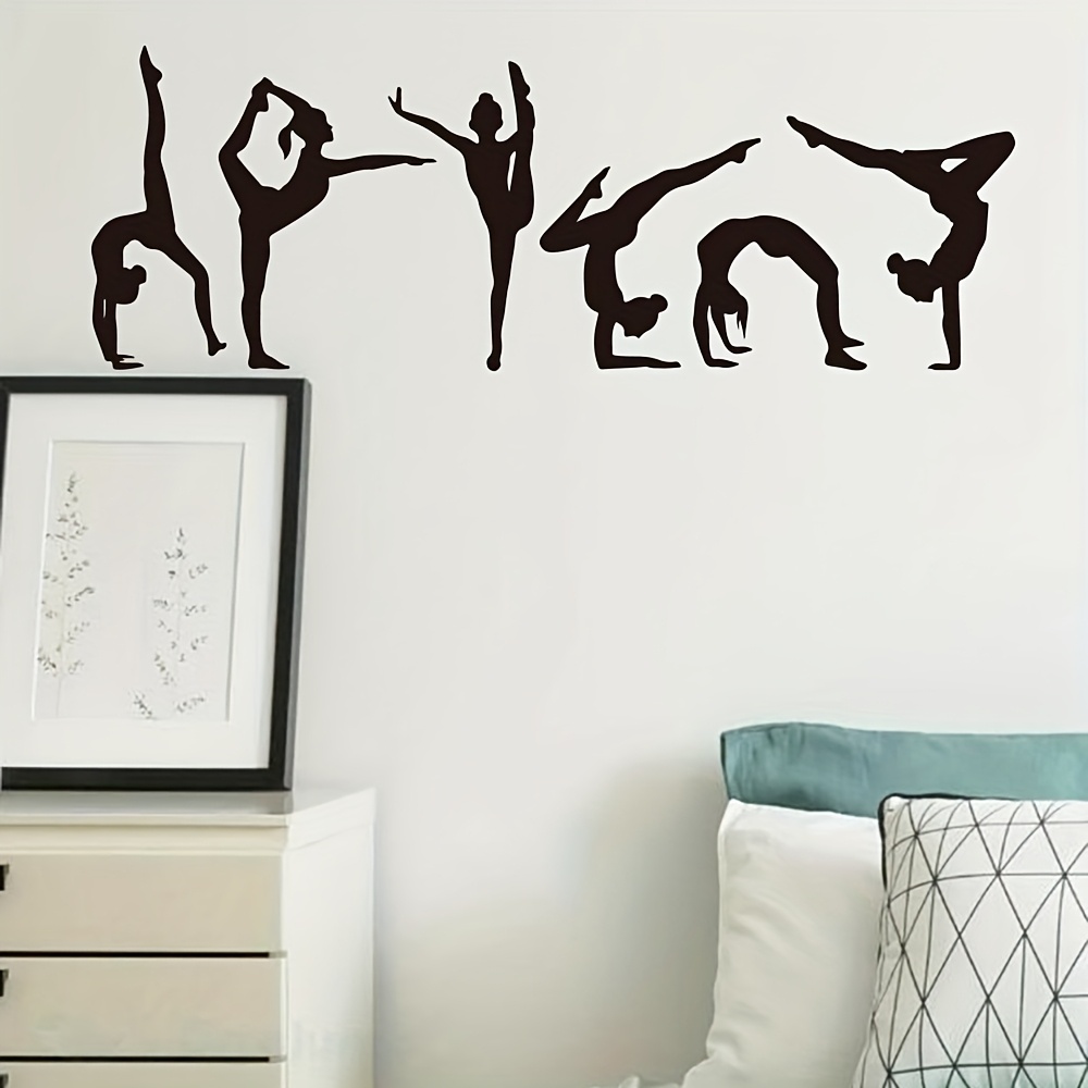 Image of 1 Set Of 6 Gymnastics Girl Wall Sticker Decals, Suitable For Gym, Room, Ballet Dancer, Yoga, Wall Sticker Bedroom Living Exercise