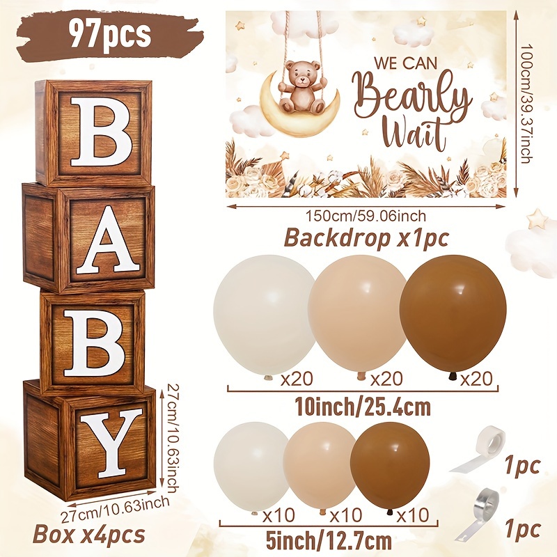 TEMU 1 Set Brown Balloons Garland Arch Kit, Including Ballons Arch, Tablecloth And Decoration Box, Nude Blush Tan Neutral Sand White Balloons, Baby Shower Wedding Birthday Party Decorations