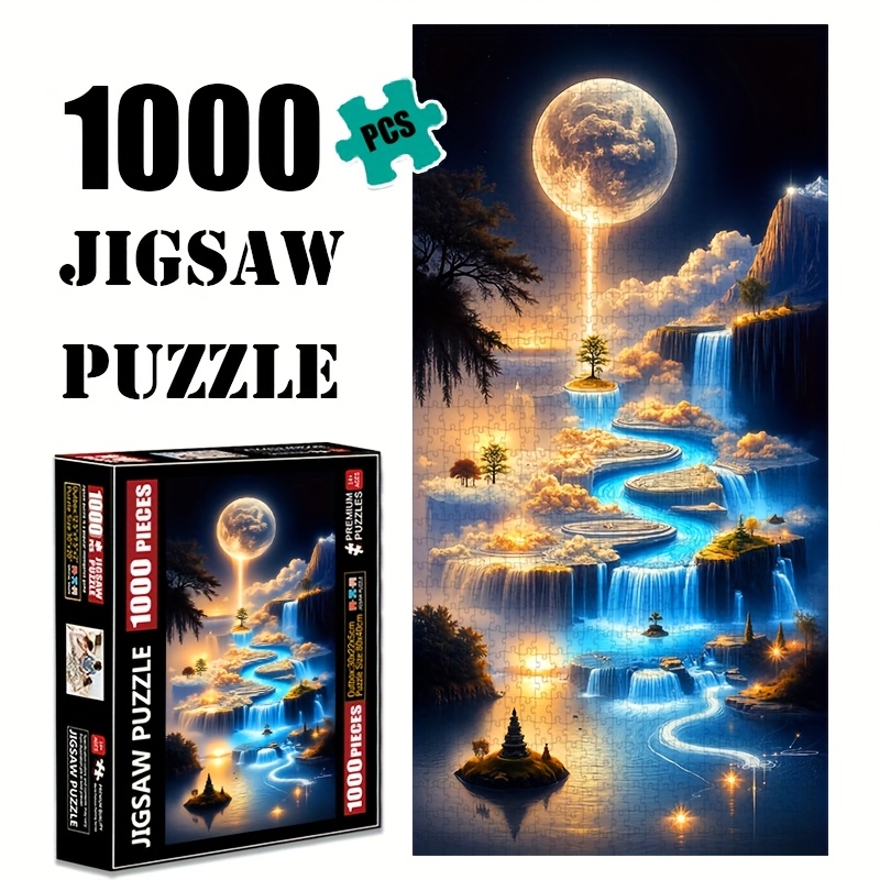 Long Strip Moonlight Flowing 80x40 Cm Paper Jigsaw Puzzle 1000pcs Large Puzzle Toy Exquisite Game Gift Family Interactive Game Puzzle Decoration Holiday Present