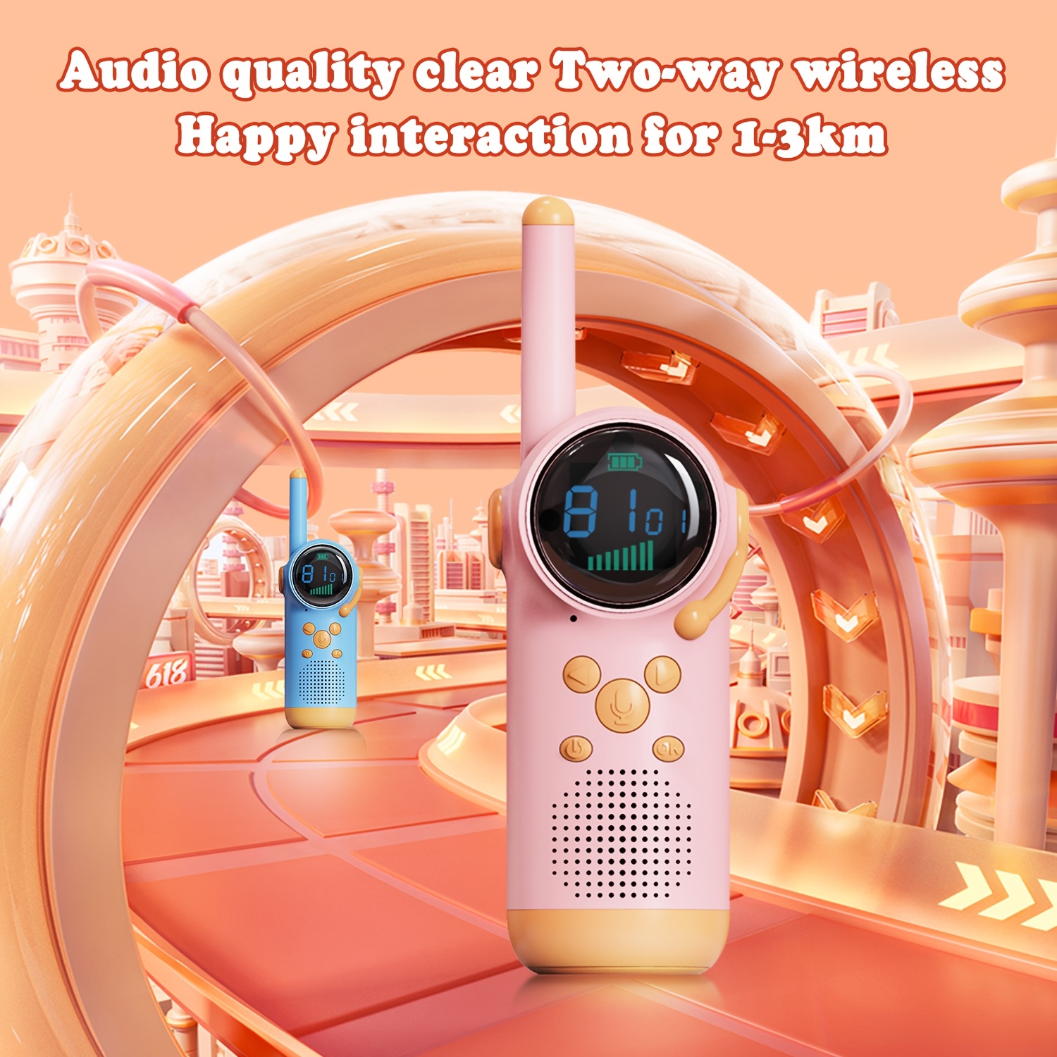 [Rechargeable Walkie Talkies] 2pcs Walkie Talkies | 13KM Range, USB Rechargeable, Clear Two-Way Audio, Vibrant Digital Display - Perfect for Camping, Hiking & Outdoor Games - Great Christmas, Birthday, Halloween Gift for Boys & Girls Ages 3-10