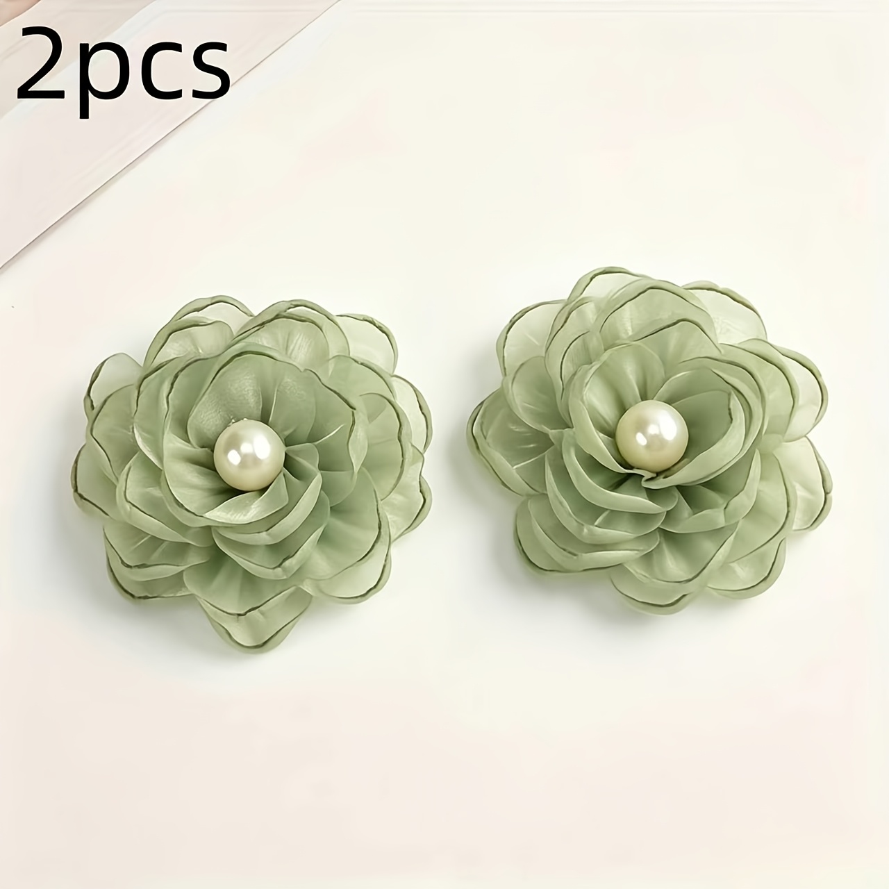 TEMU Lot de en tissu à fleurs artificielles et perles, adaptées pour épingles à cheveux, décorations de chaussures et matériaux faits main, convient