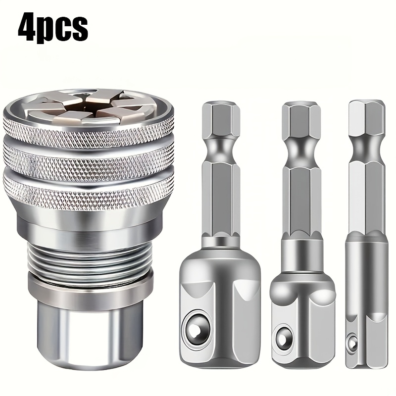 TEMU Jeu de 4 clés à douille universelles réglables, adaptées aux tailles métriques standard 10-19 mm, adaptateur de tige hexagonale à entraînement