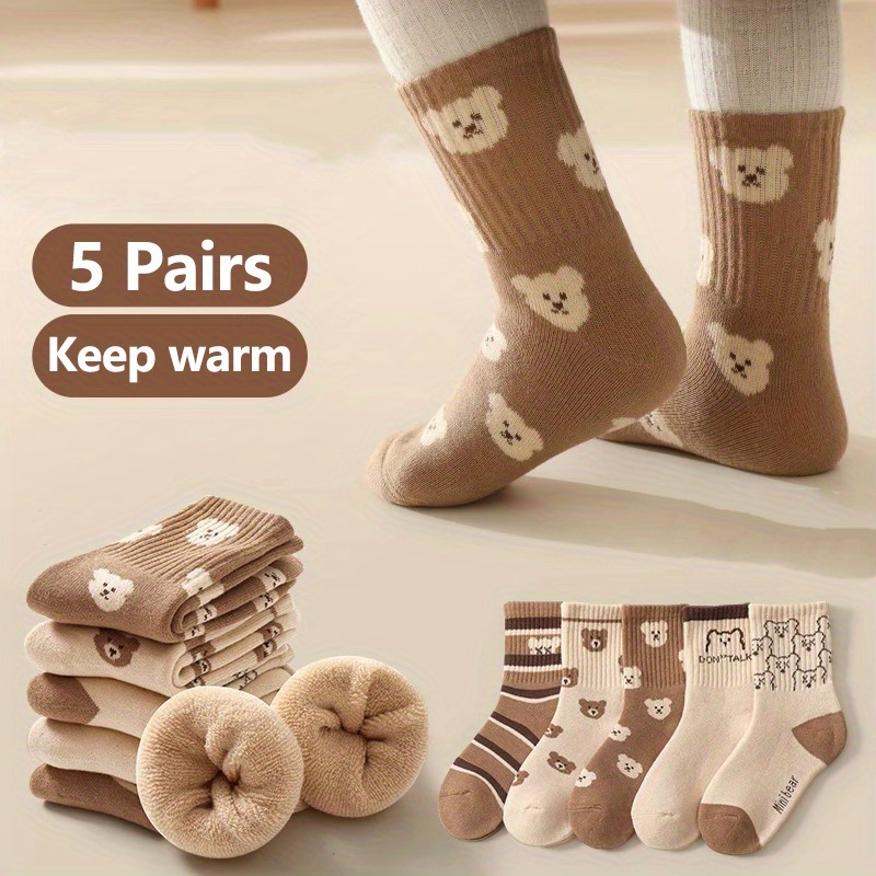 5 Pair Cartoon Bear Thick Winter Socks
