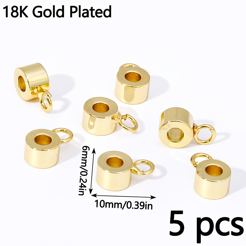 TEMU 5pcs 18k Gold Plated Brass Pendant Bail Beads For Jewelry Making, Tube Pendant Connector Bail Bracelet Necklace Making Additions
