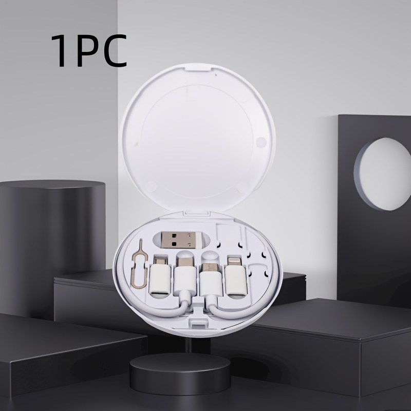 TEMU Data Cable Adapter Kit/this Set Includes Type-c To C Cable, Usb Adapter, For Lightning Adapter, Microusb Adapter, And Sim Card Ejector Tool And