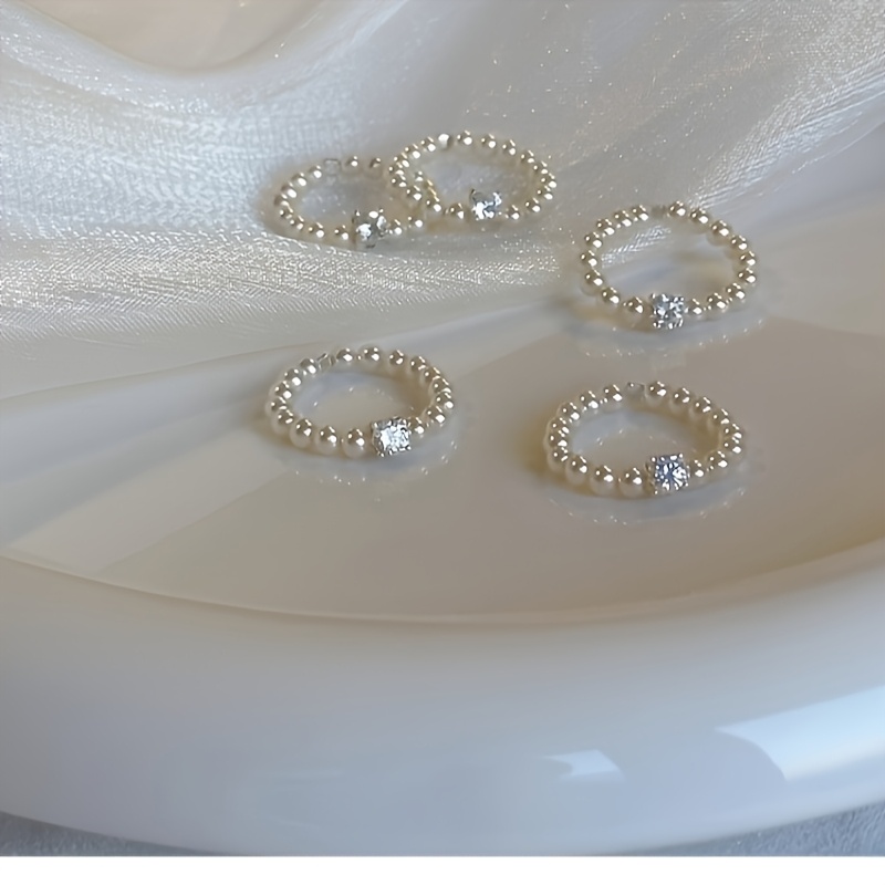 Stretch Beaded Ring with Small Sugar Beads
