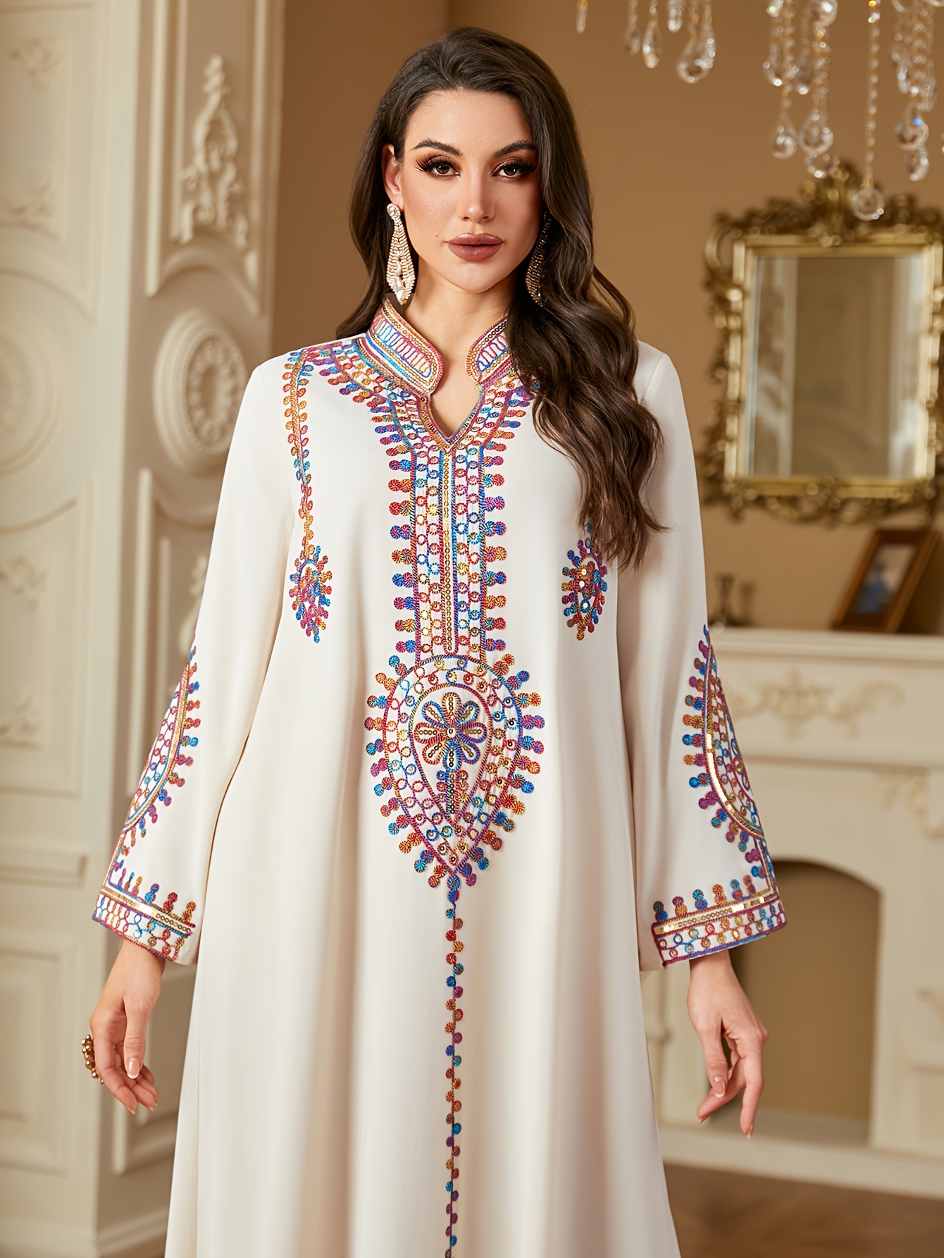 slim fit dress slacks Zimora Gold Buckle Waist Drape Maxi Dress White– Selfie Leslie main image 1