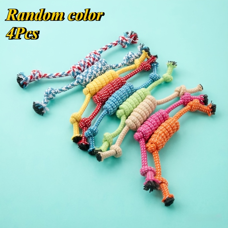 Image of 4pcs - Random Colors, Durable Chew-resistant Dog Toy For Small To Medium Breeds, Pet Rope Knot Toy, Pet Supplies