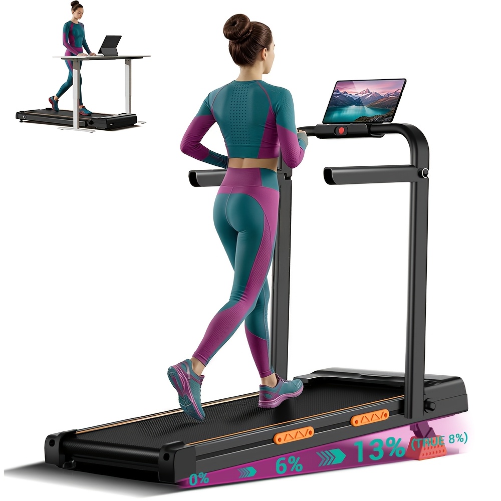 Walking Pad With 13% Incline, Led Display, 2.5 Quiet Small For Home And Office, User Weight 300lbs, Without Battery