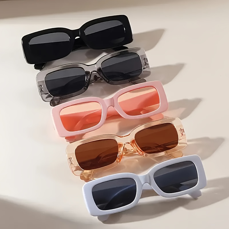 

5pcs Lunettes carrées Y2K de couleur unie unisexe pour la mode quotidienne