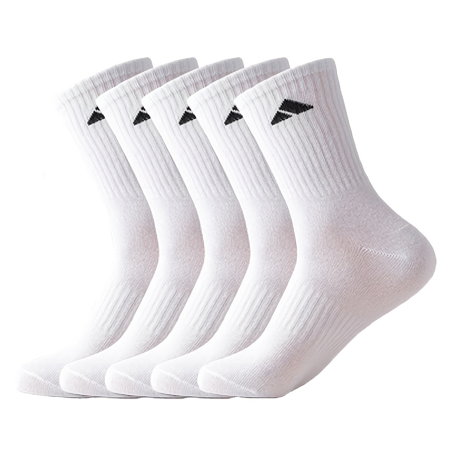 Image of 5 Pairs Of Women's Mid-tube Socks - Minimalist Black And Casual Sports Socks - Moisture-wicking And Breathable Fabric - Non-slip And Grip, Suitable For Everyday And Sports Socks