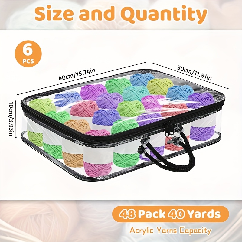 6pcs Yarn Storage Solutions with Handle Attached Transparent Mesh Bags