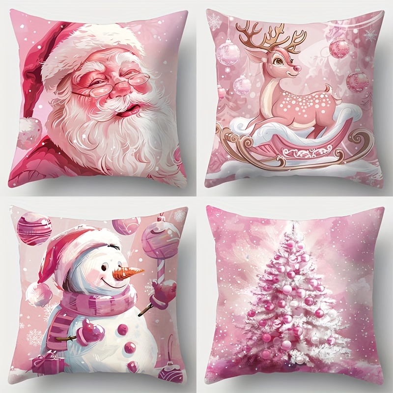 

4pcs New Christmas Pillowcases, Printed , , Christmas Snowman, . 17.72 * 17.72, Suitable For Sofas, , Bedrooms, Decoration, No