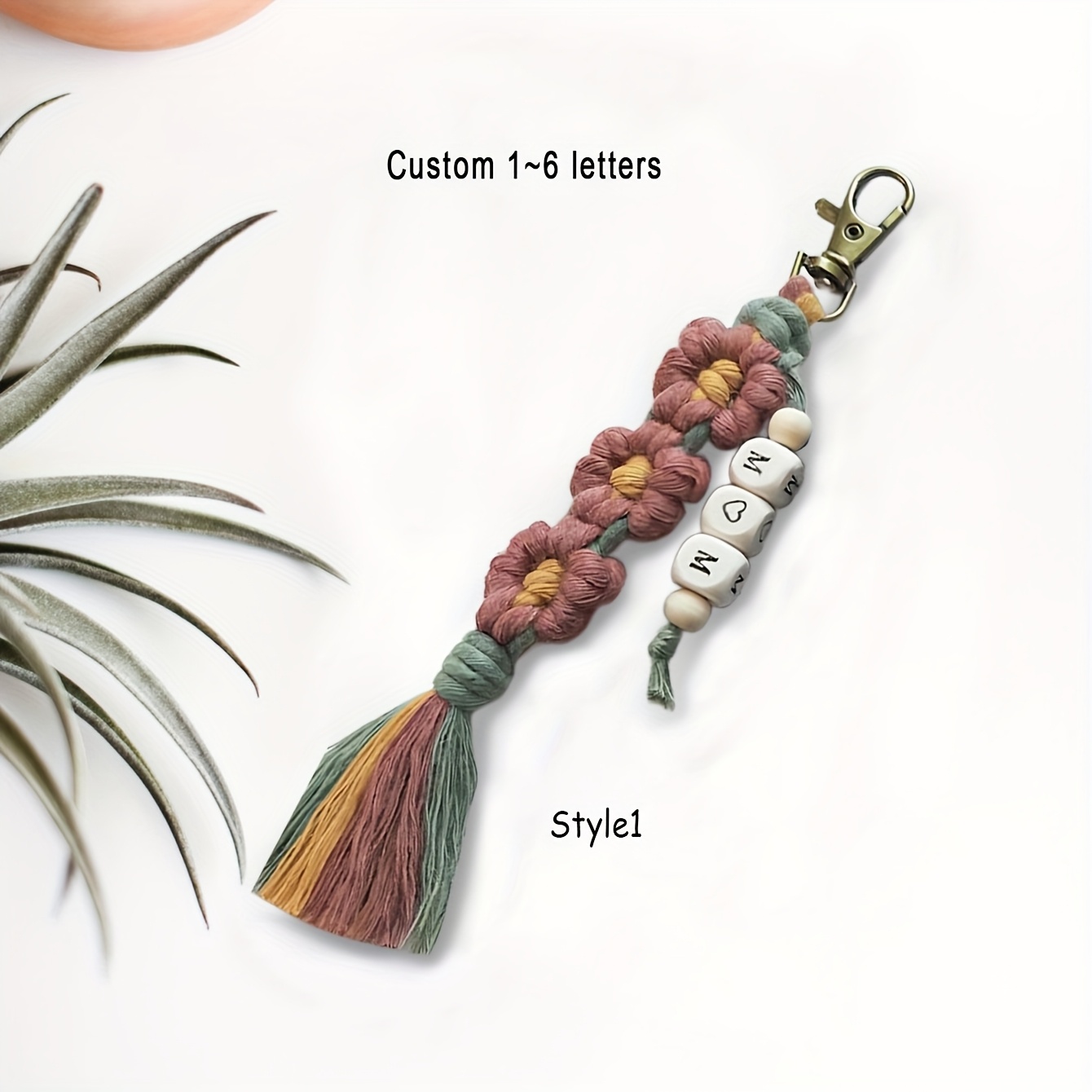 TEMU Dije de 1 pieza para bolso tejido a con hilo, llavero de cuentas con coloridas, colgante de borla para accesorio de bolso