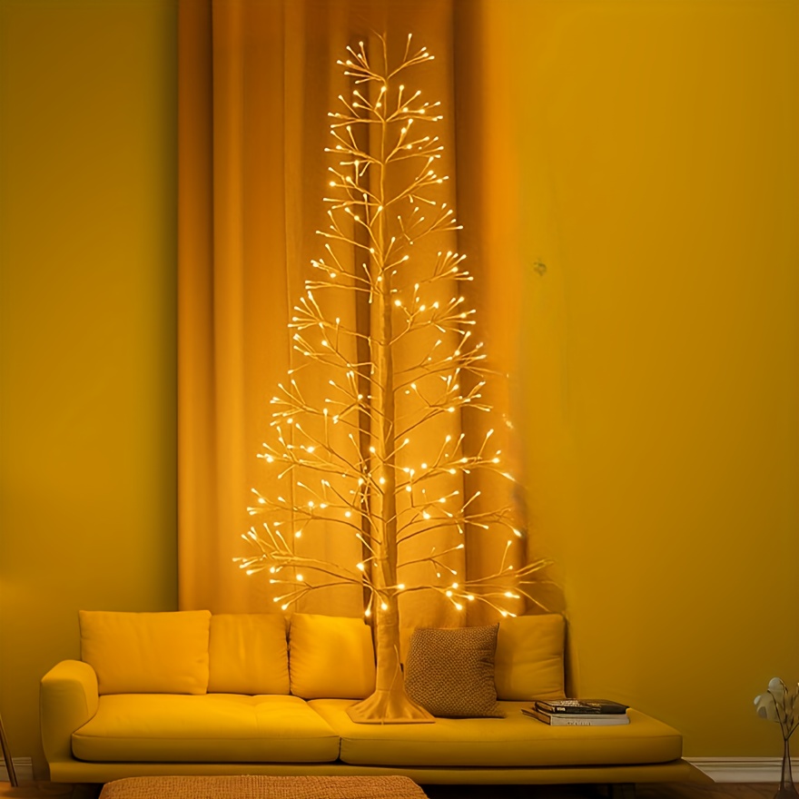 6ft Led Warm White Light Birch Tree, Artificial Birch Lamp For Holiday Party Home Wedding, Birthday, Party, Festival, Anniversary, Christmas Thanksgiving Halloween Occasions Decorations