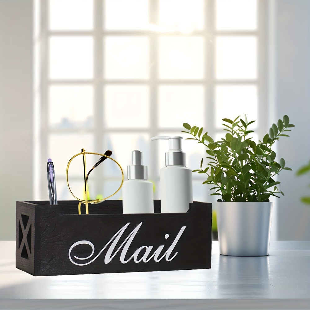 

1pc Boîte Organisatrice de en Rustique - au Mur ou , Plateau Rectangulaire avec "MAIL" pour Décoration de Bureau à Domicile - Polyvalent, Facile à Assembler, Pas d'Électricité , Boîtes à Bijoux