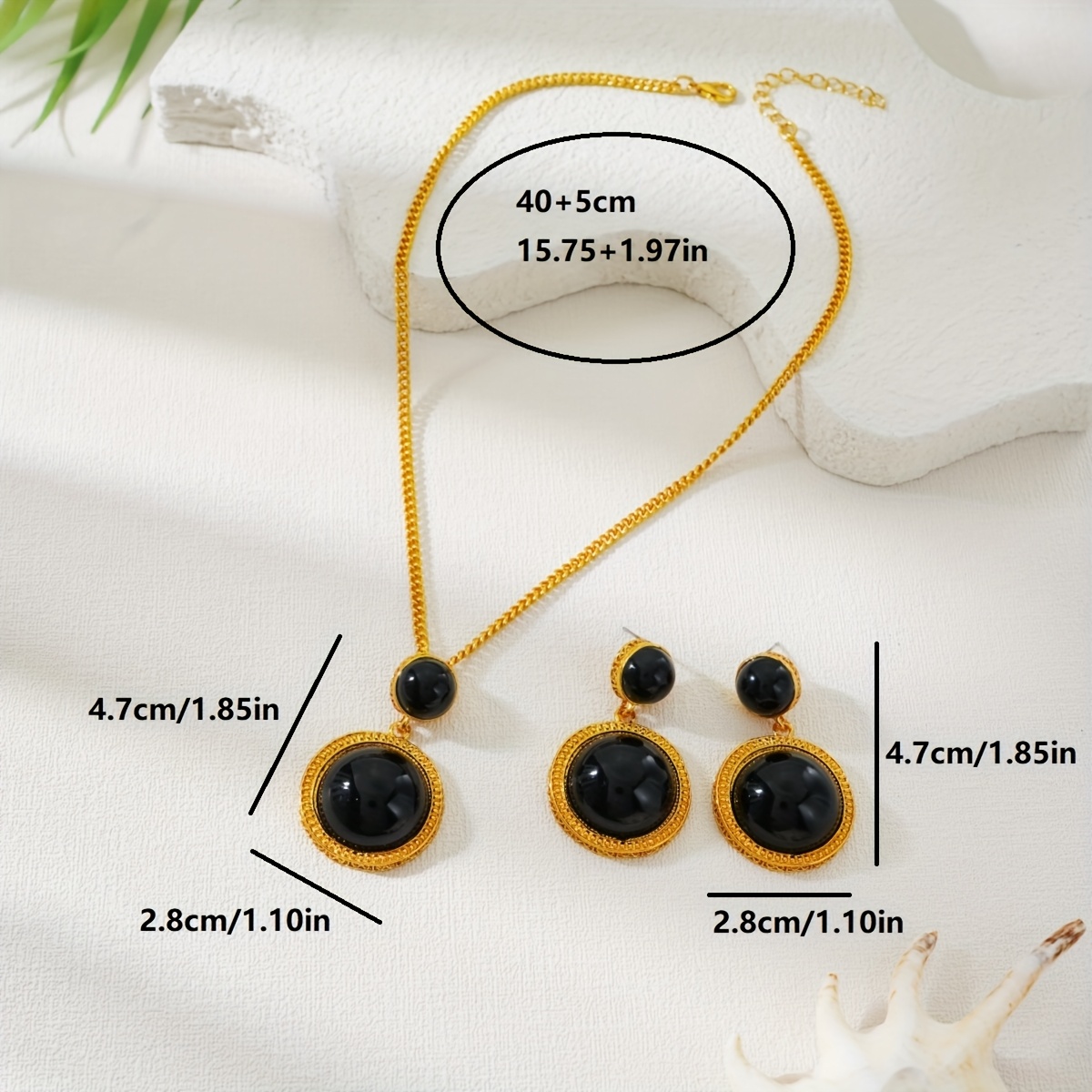 Geometric Acrylic & Metallic Earrings Necklace Set Jewelry