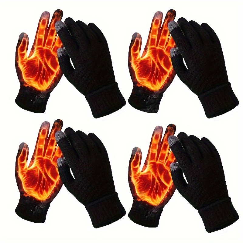 TEMU Set Of 4 Women's Winter Touchscreen Gloves - Cozy, Thick, And Soft Lined For Driving And Biking | Fashionable And For