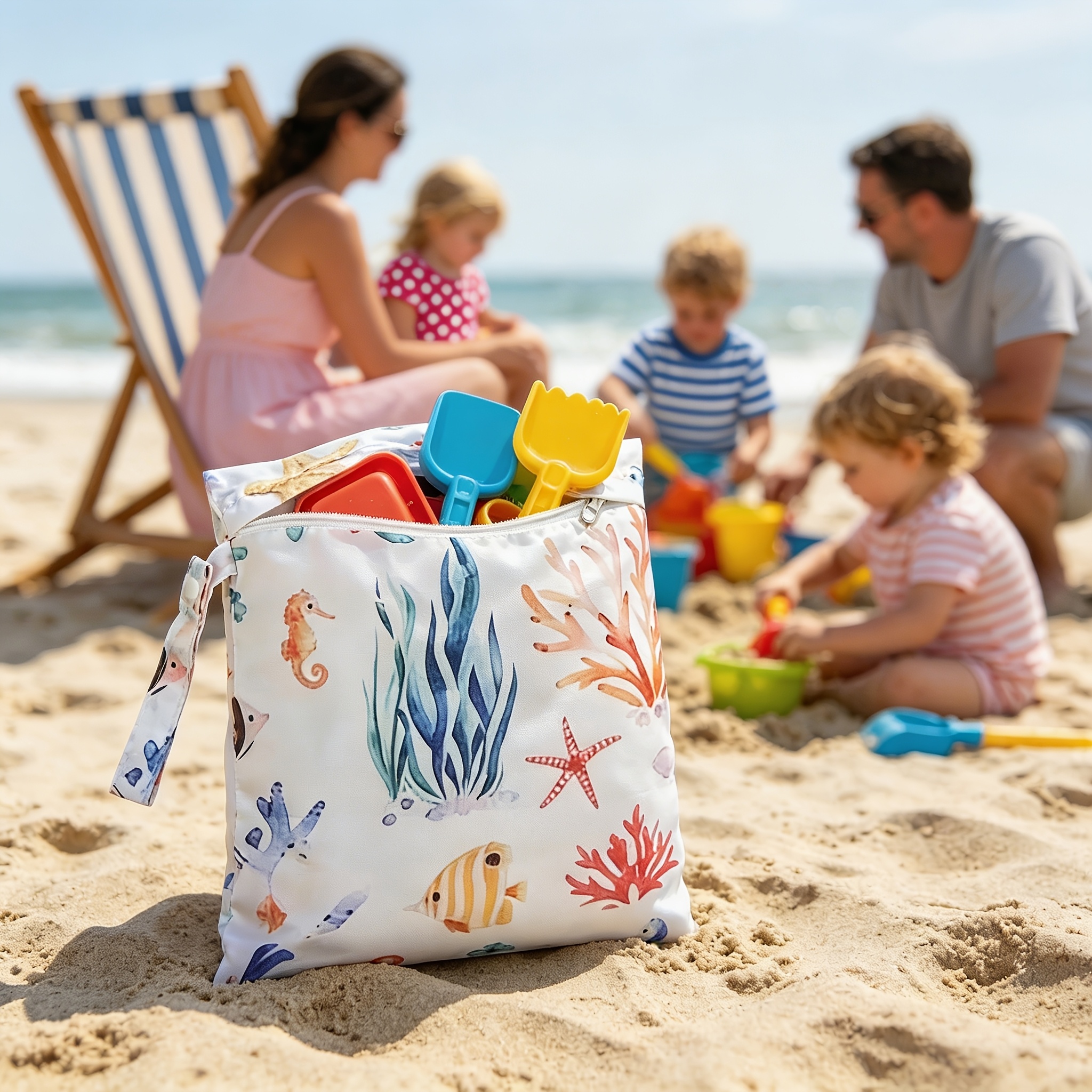 Reusable Wet Bag for Diaper Storage, 9.84in*12.2in, Perfect for Storing Swimwear, Travel Essentials, Beach Items, Pool Supplies, Dirty Workout Gear, and Cosmetics. Ideal for Beach Weddings and as Themed Gifts, Suitable as Holiday Presents