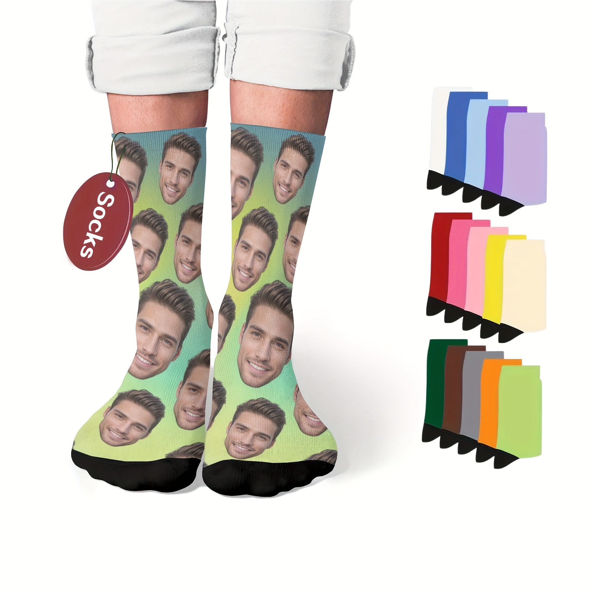 

Custom Face Socks, Personalized Funny Gift Socks With Photo Customized, Novelty Trendy Crew Party Present Socks For Men Women