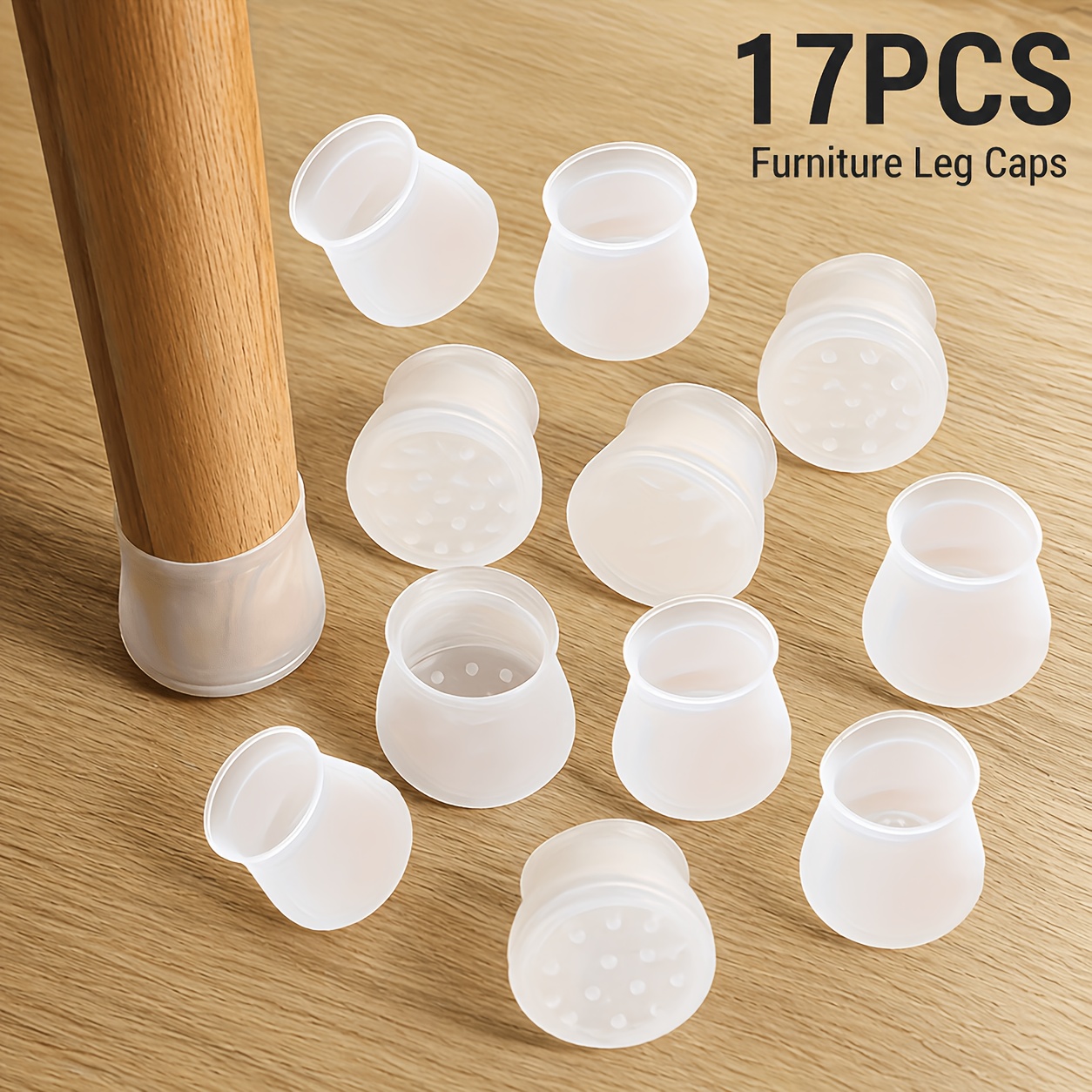 17pcs Silicone Furniture Leg Pads Set, Chair Leg Protectors, Non-slip Chair Leg Cushion Covers