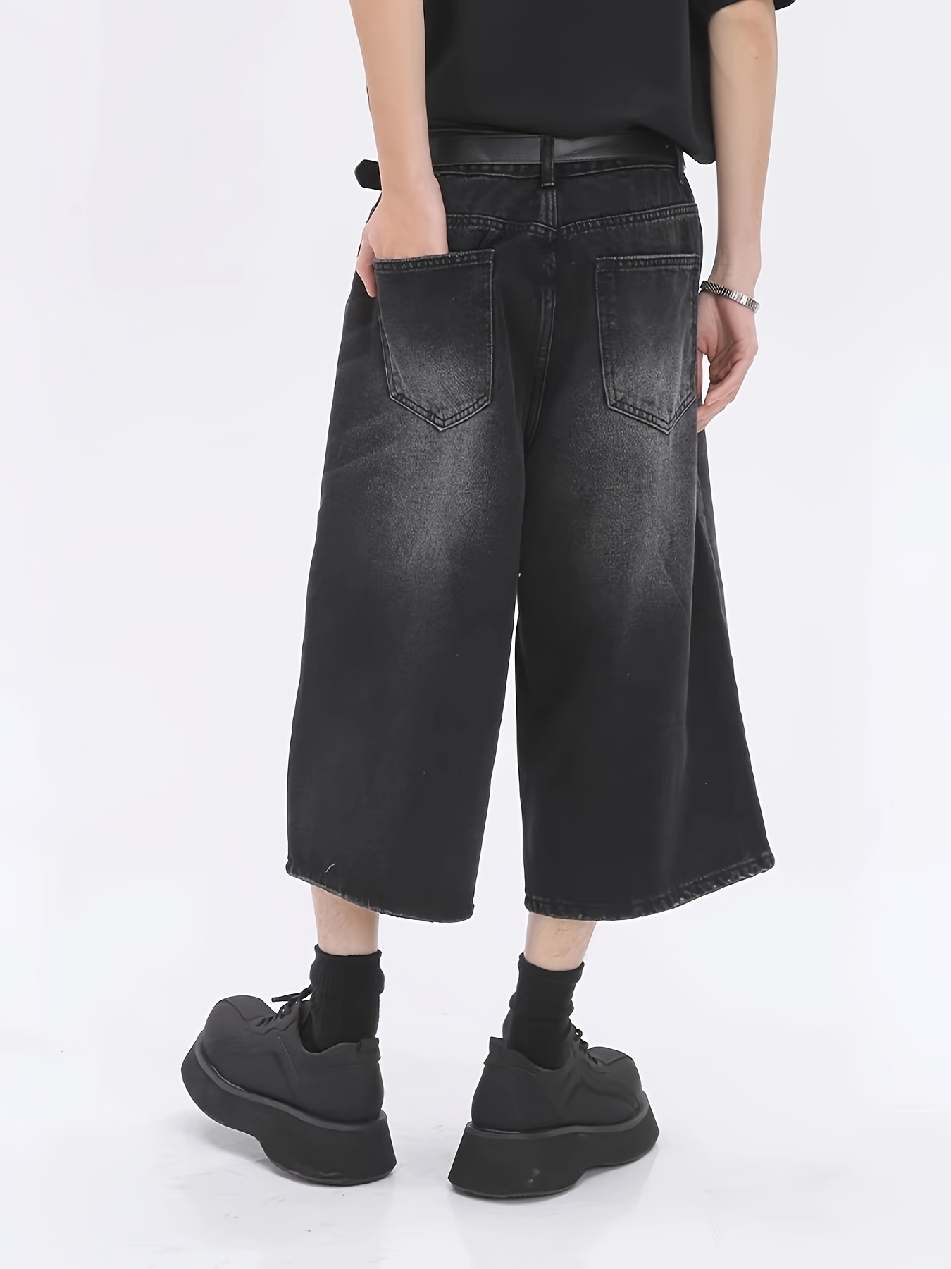 Baggy Jeans Quarter Length Jeans Mens *'S Summer Wide Leg Denim