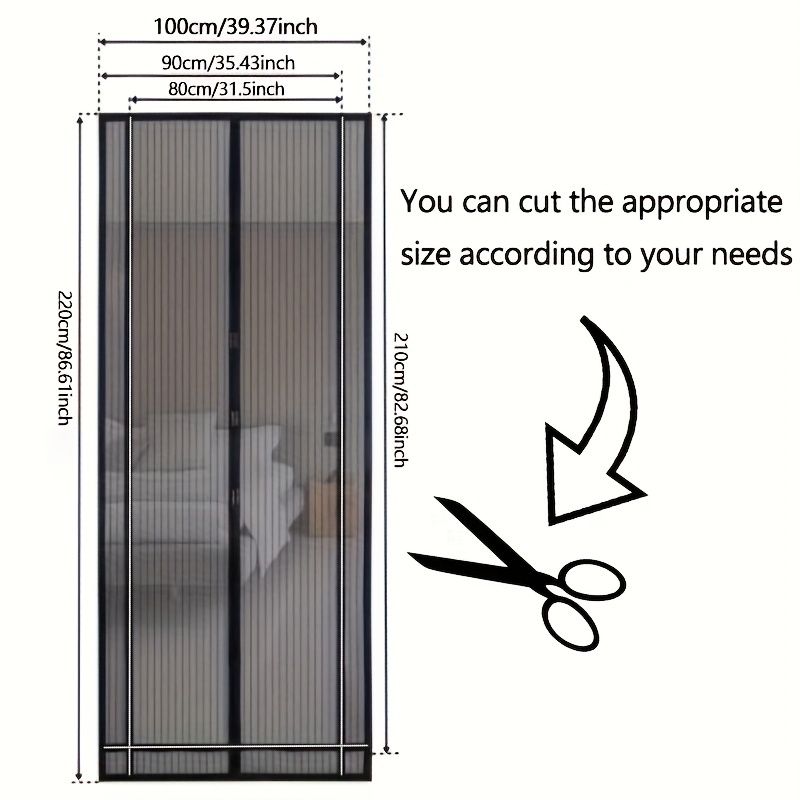 Summer Magnetic Mesh Screen Door 1 Pack - Insect Proof, , Cut According To Needs, Suitable For Bedrooms, Living Rooms, Front Doors And Wardrobe Doors