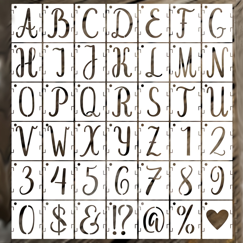 

42pcs Reusable Pet Plastic Letter Stencils, 2- Drawing Templates For Wood, , , Chalkboard, , ,