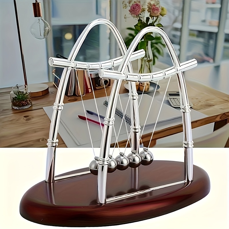 

1pc Cradle Physics Desk Toy - Demonstrator With 5 Balance Balls, Uncharged Plastic Construction, No Batteries Required For Home And Office Decoration