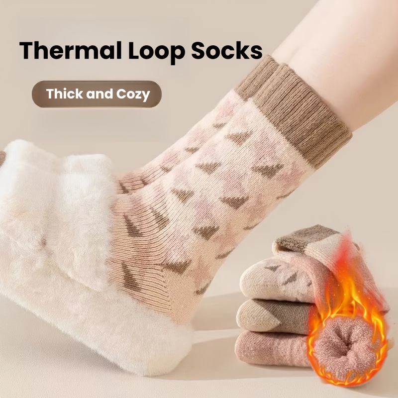 

4 Pairs Women's Winter Socks, , Soft, Warm, Knitted, Hiking, Skiing, Casual Socks, Christmas Gift, Outdoor Socks