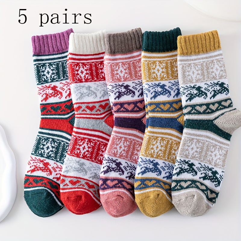 

Winter Women's Socks, Mid-calf Thick Line Warm Socks, Christmas Women's Socks