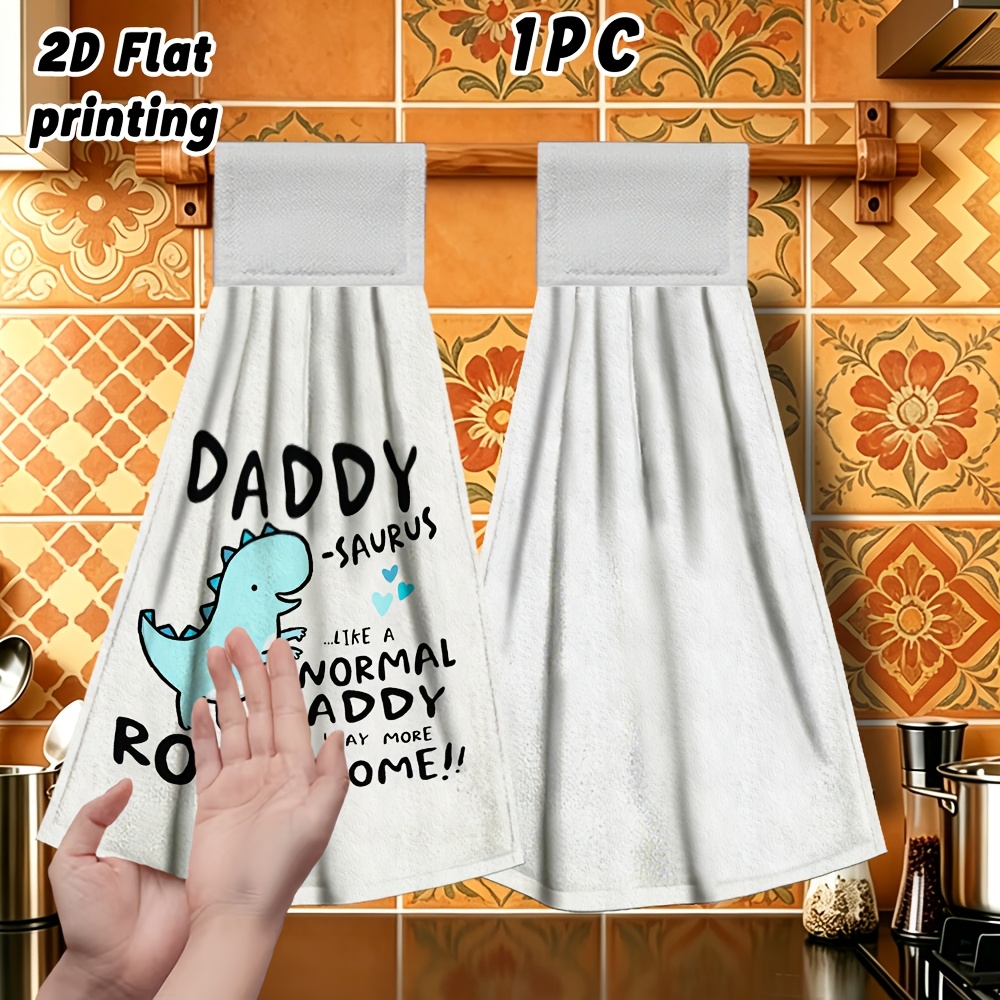 toalha de mão suspensa 1   com estampa estampada     dad rugindo como um pai  , toalha de mão multifuncional, microfibra  , reutilizável, acabamento  ,   e   da pele, de secagem rápida. adequada para banheiro, lavabo, cozinha,  . presente de aniversário, presente de