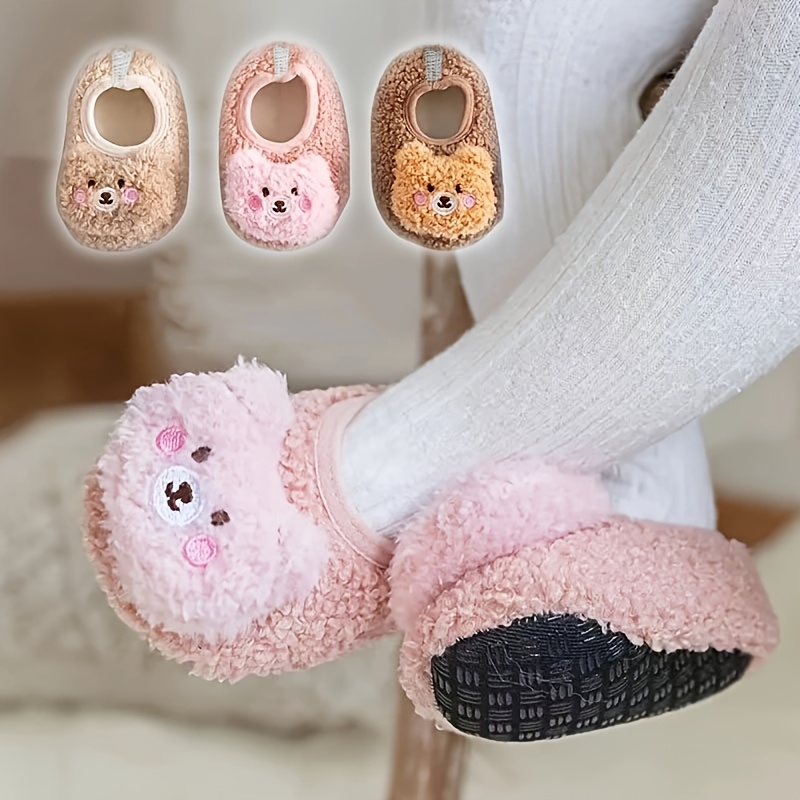 1 par, Zapatillas y Calcetines Suaves de Oso Bebé con Suela Antideslizante, Transpirables y Cómodos para Niños Pequeños en Interiores