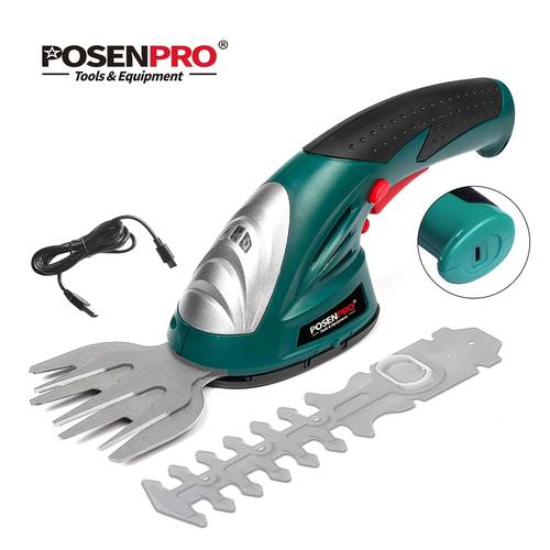 Artikelbild wiederaufladbare akku-grasschere, 2-in-1 hand-haarschneider mit austauschbaren klingen, 2000mah tragbares elektrisches gartengerät zum trimmen von rasen, hecken, sträuchern