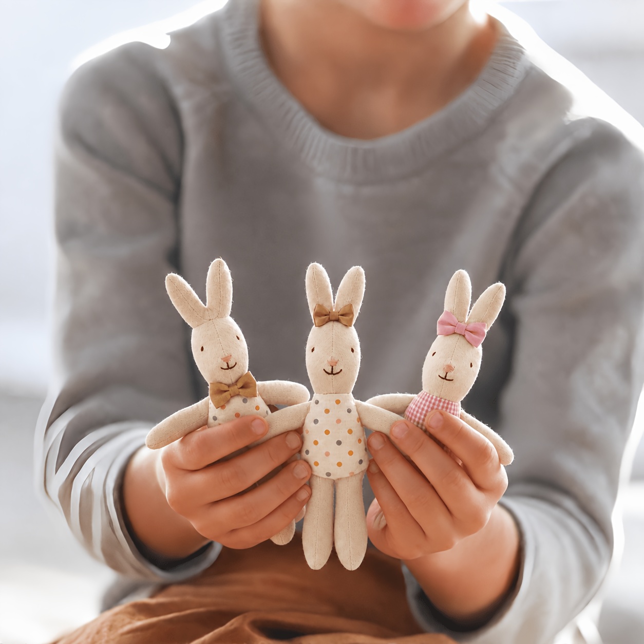 Handmade Fabric Rabbit Doll, Cute Nordic Style Puppet
