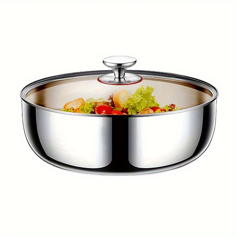 versatile 11   6 stainless steel cooking pot with glass lid large capacity food grade induction compatible for baking hot pot details 0