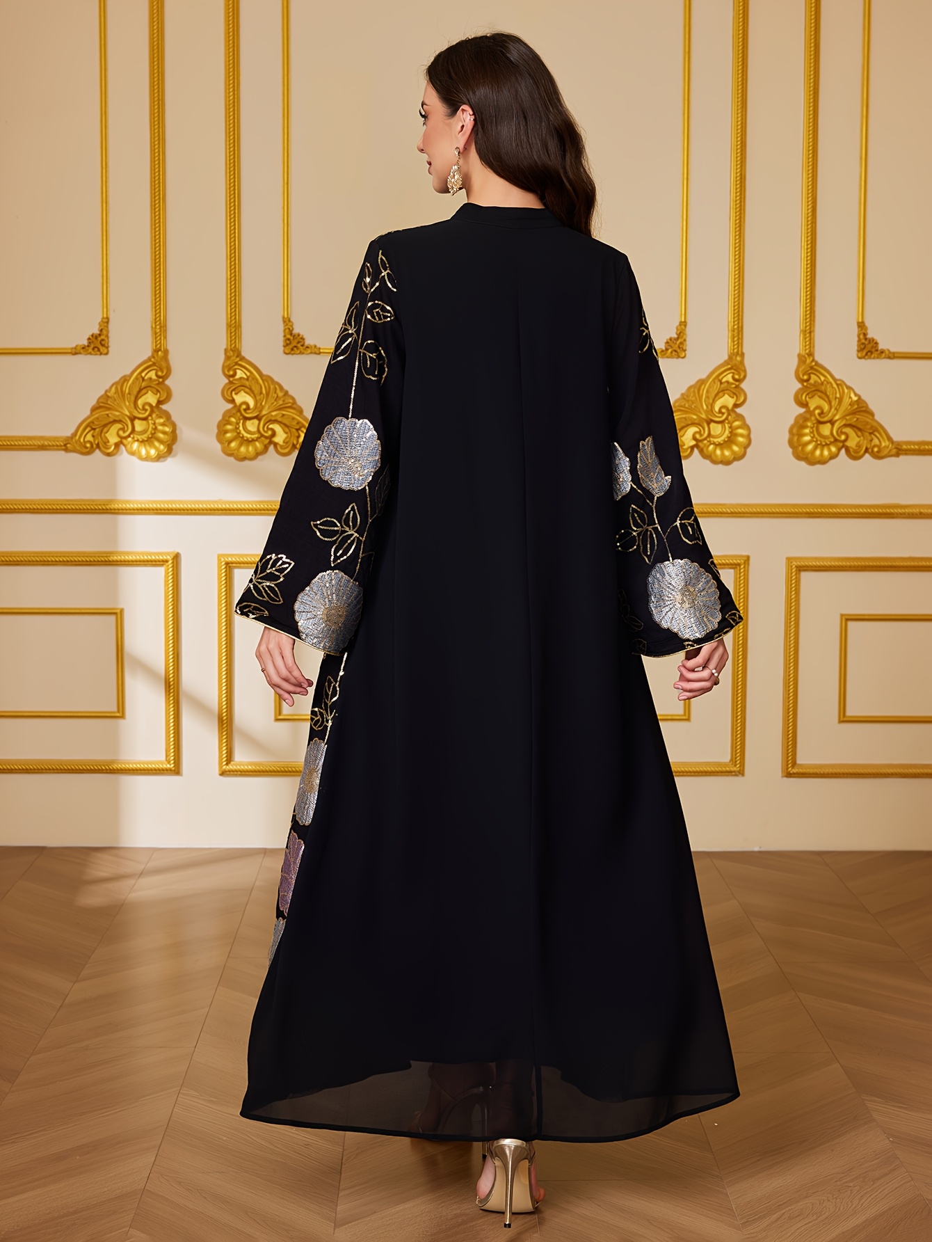 middle eastern new style black beaded large floral