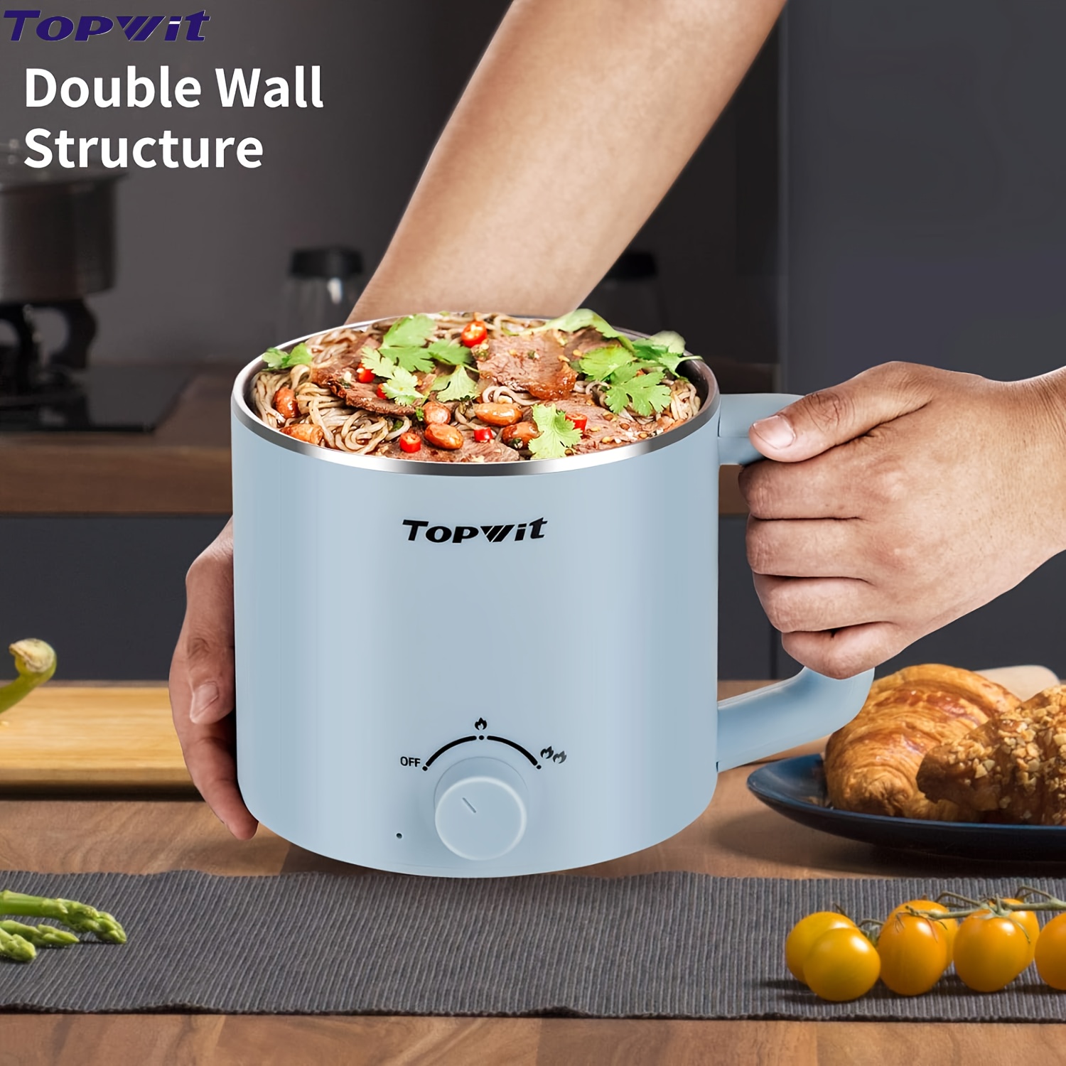 

Topwit Hot Pot Electric, Electric Pot, 1.6l Ramen Cooker, Multifunctional Electric Cooker For Pasta, Shabu-shabu, Oatmeal, Soup And Egg With Over-heating Protection, Boil .