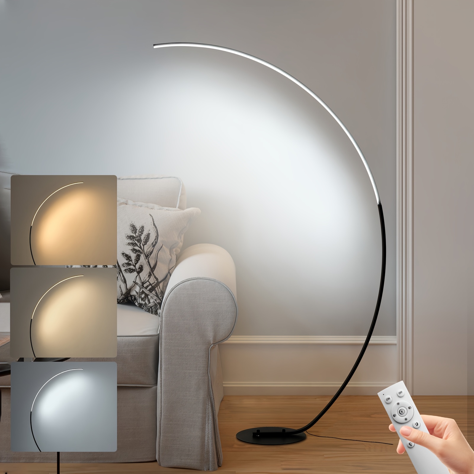 65 modern arced floor lamp for living room led curved floor lamp with 3 color temperatures dimmable   reading floor lamps timing black corner floor lamp for bedroom office