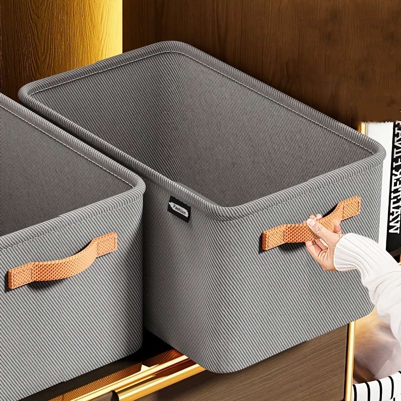 

Sturdy Non-woven Fabric Storage Box With - Clothes Organizer For Dorms & Homes, Hand Washable - In Khaki/grey, Ring, Miscellaneous Storage