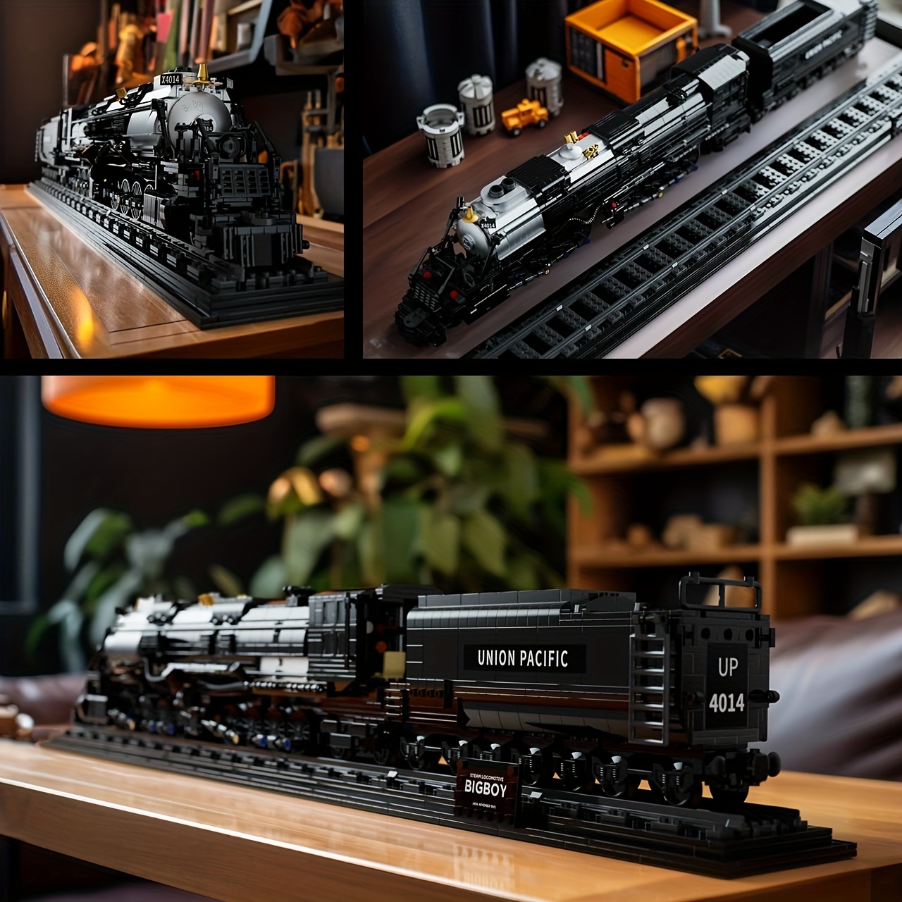 1608pcs BigBoy Locomotive, Articulated Steam Locomotive Building Block Set, Legendary Steam Train Display Kit For Gift Giving, Collectible Steam Locomotive Display Kit