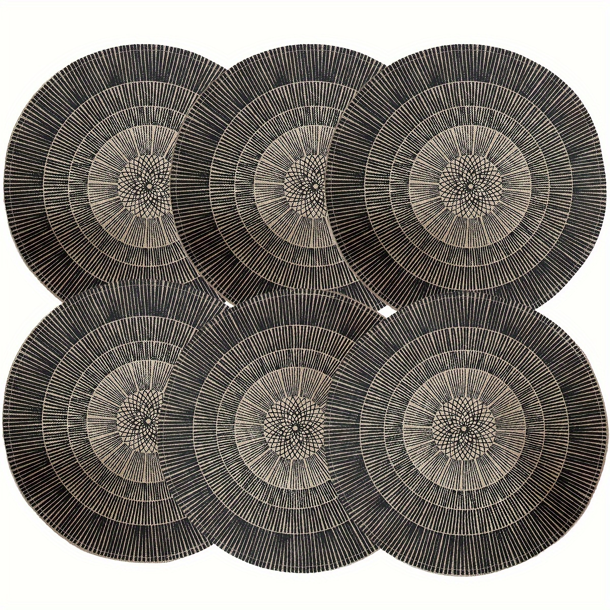 1pc/4pcs/6pcs Black Circle No Tassel Kitchen Dining Table Cloth Placemats