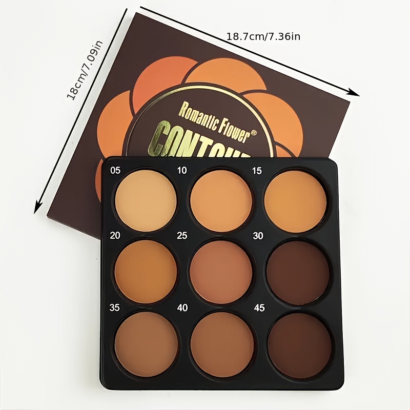 9-Color Face Contour And Concealer Palette, Medium to Deep Tones, Highlight And Contour, Matte End, Waterproof And Sweatproof, Long-Lasting, Suitable for Daily Commute, Dates, Parties, Easter, Music Festivals, Mother'S Day Gift